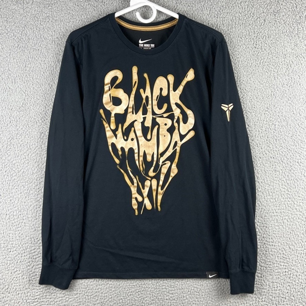 NIKE KOBE BRYANT BLACK MAMBA T-SHIRT Mens‎ Medium Black Long Sleeve Big Logo